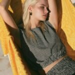 Merit Cropped Gingham Linen Top