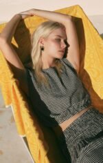 Merit Cropped Gingham Linen Top