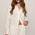 Elise Knit Eyelet Button Up