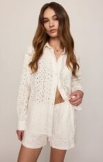 Elise Knit Eyelet Button Up