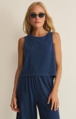 Sloane Jersey Denim Muscle Tank