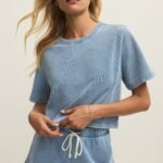 Curran Knit Denim Cropped Sweatshirt
