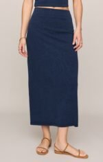 Gail Jersey Denim Midi Skirt