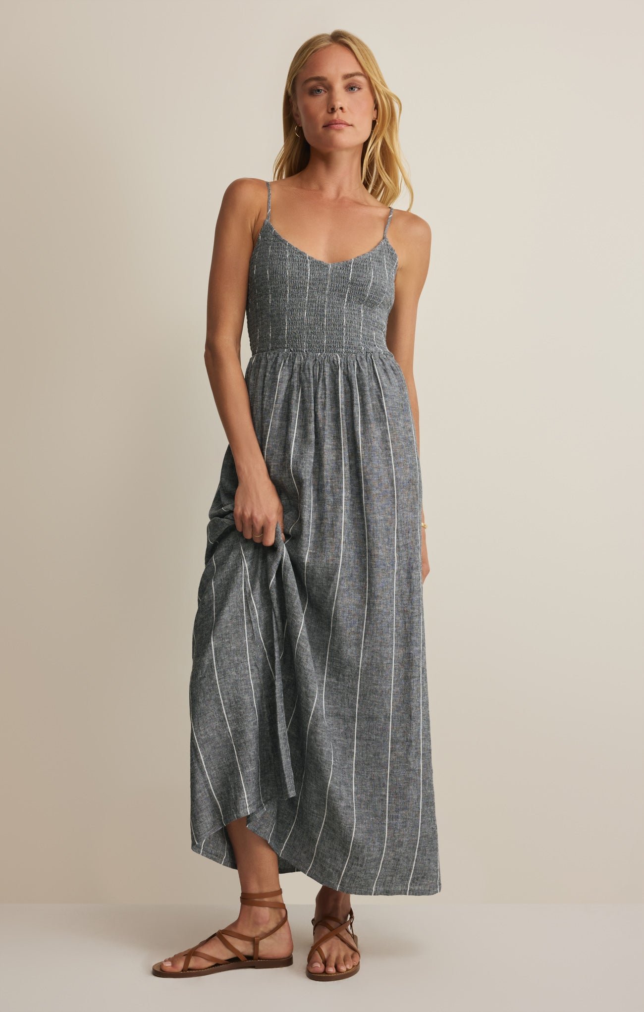imrds-30127 Romy Striped Linen Maxi Dress - Image 1